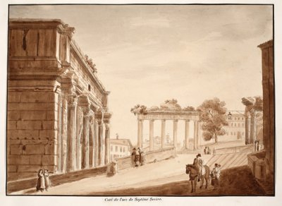 Seitenansicht des Bogens von Septimius Severus, 1833 von Agostino Tofanelli